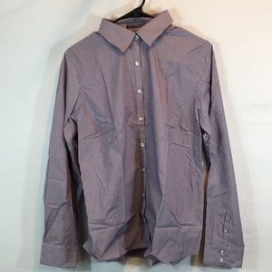 Lands End Size 14 Purple Pinstriped Long Sleeve